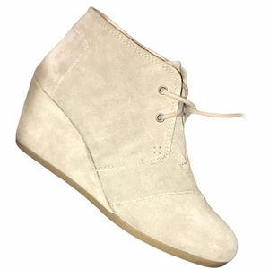 Tom's Desert Wedge Lace Up Bootie Taupe‎ 8.5 EUC